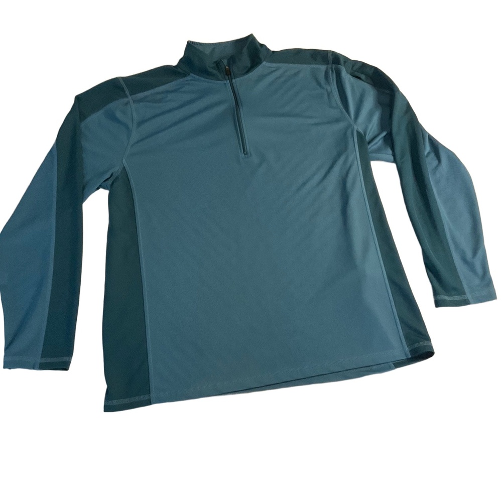 LL Bean Teal Long Sleeve Mock Neck Quarter Zip Pullover Shirt XL
